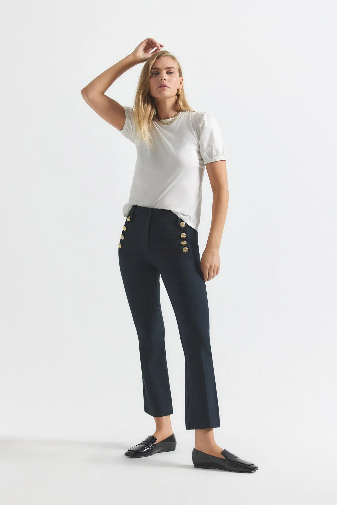 Robertson Crop Flare Trousers - Midnight sold by Derek Lam