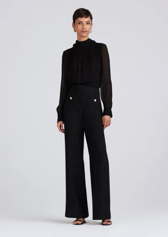 Clemintine Wide Leg Pant - Black-Silver made by Derek Lam