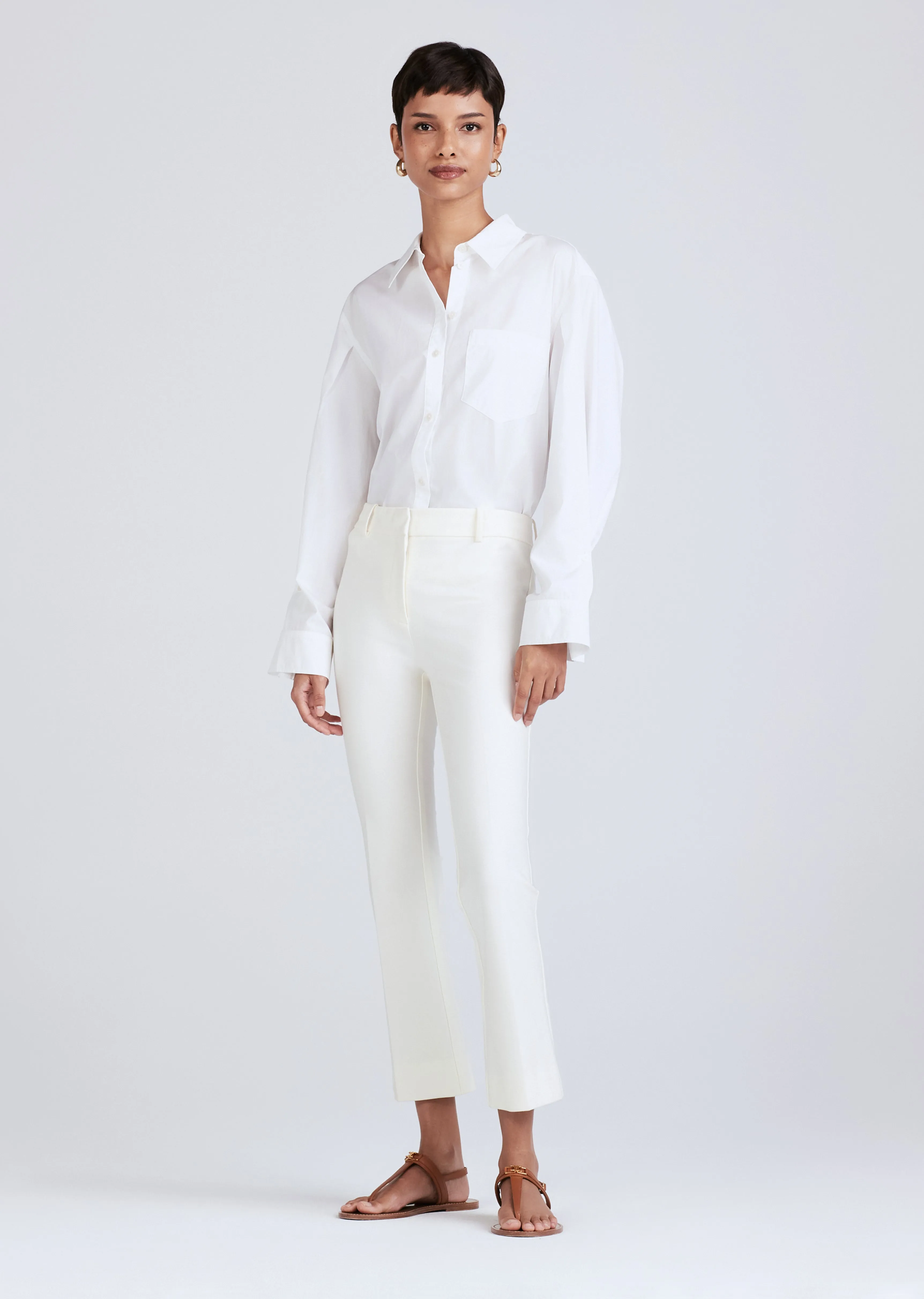 Crosby Crop Flare Trouser - Soft White sold by Derek Lam