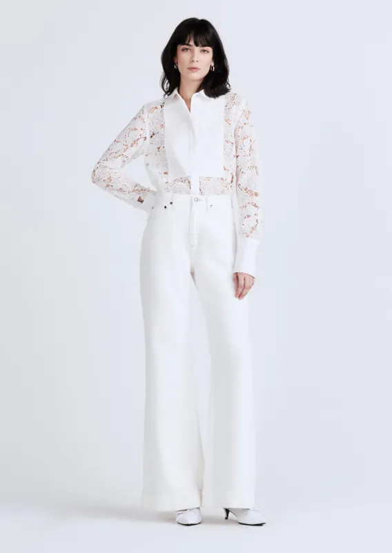 Coralie High Rise Wide Leg - White sold by Derek Lam