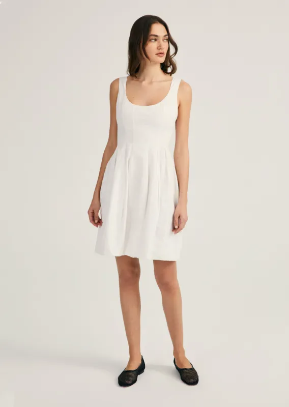 Jade Sleeveless Bubble Hem Dress - White-White sold by Derek Lam