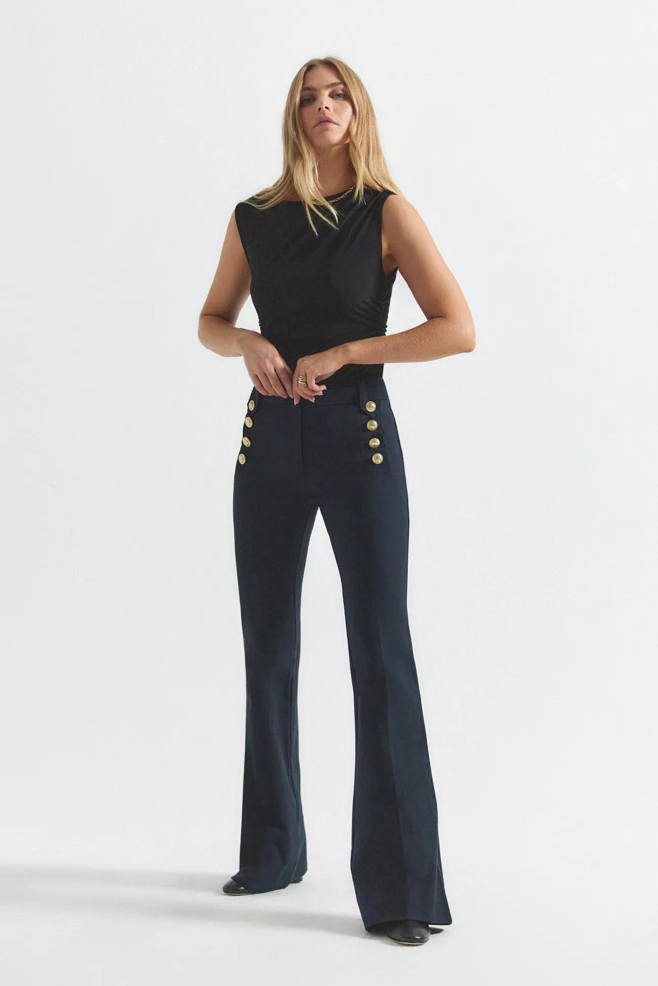 Robertson Flare Trousers - Midnight sold by Derek Lam