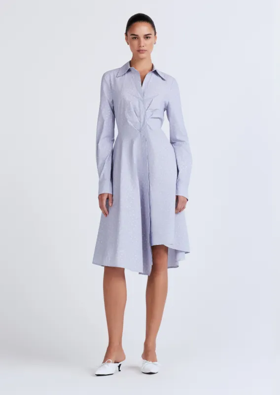 Smith Long Sleeve Shirt Dress - Blue-White sold by Derek Lam