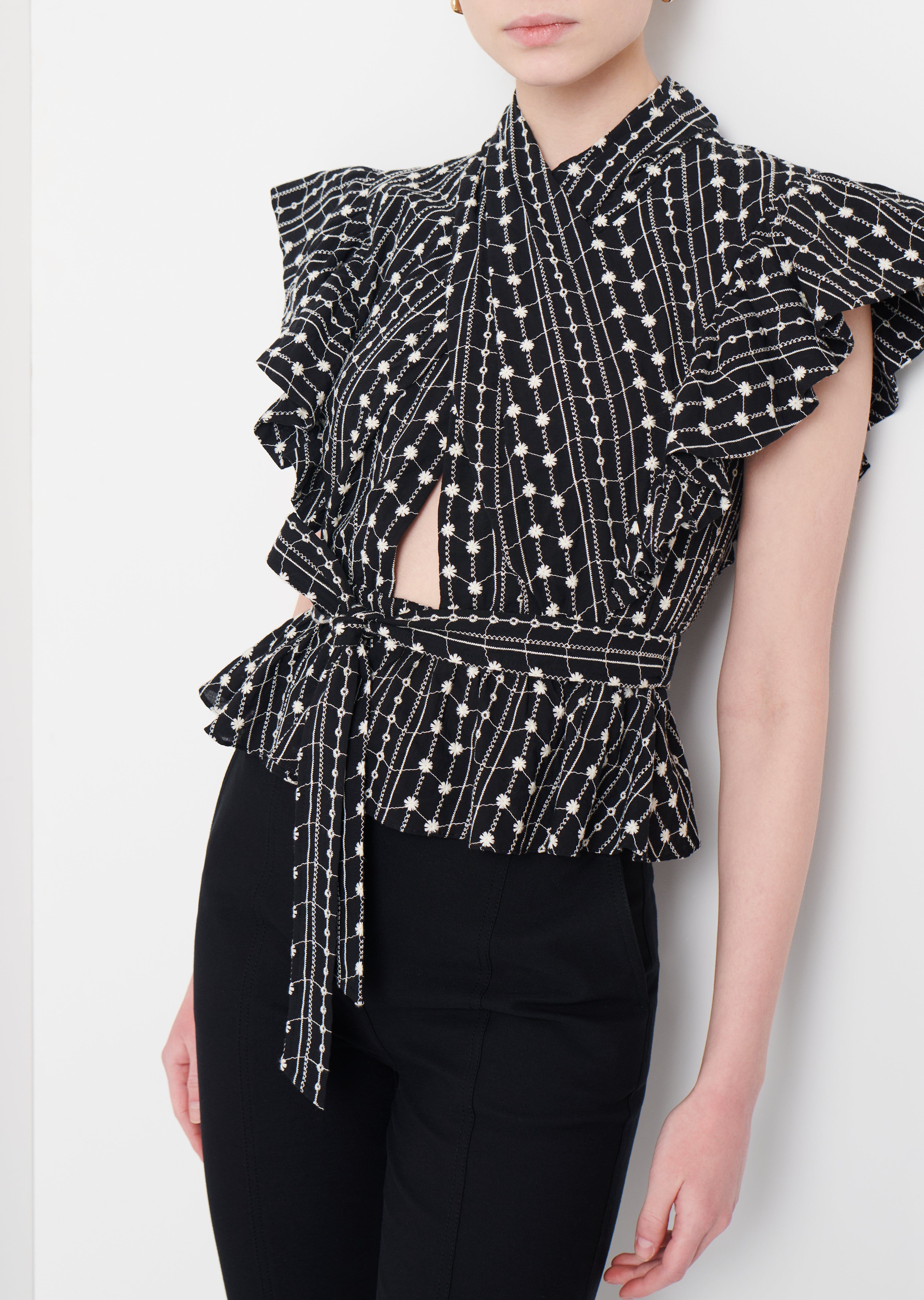 Brynn Ruffle Wrap Top - Black-Ivory sold by Derek Lam product image thumbnail 5