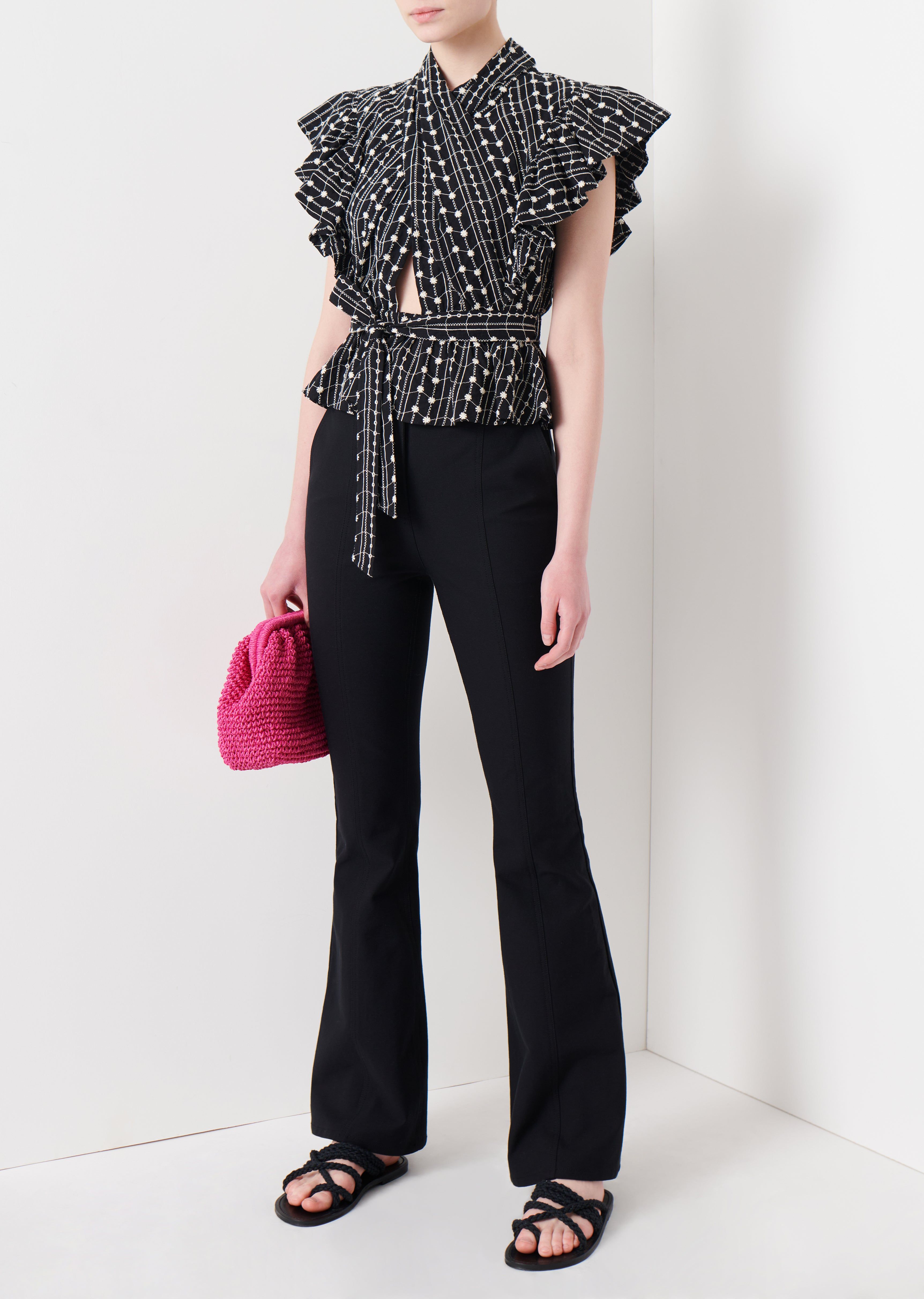 Brynn Ruffle Wrap Top - Black-Ivory sold by Derek Lam product image thumbnail 2
