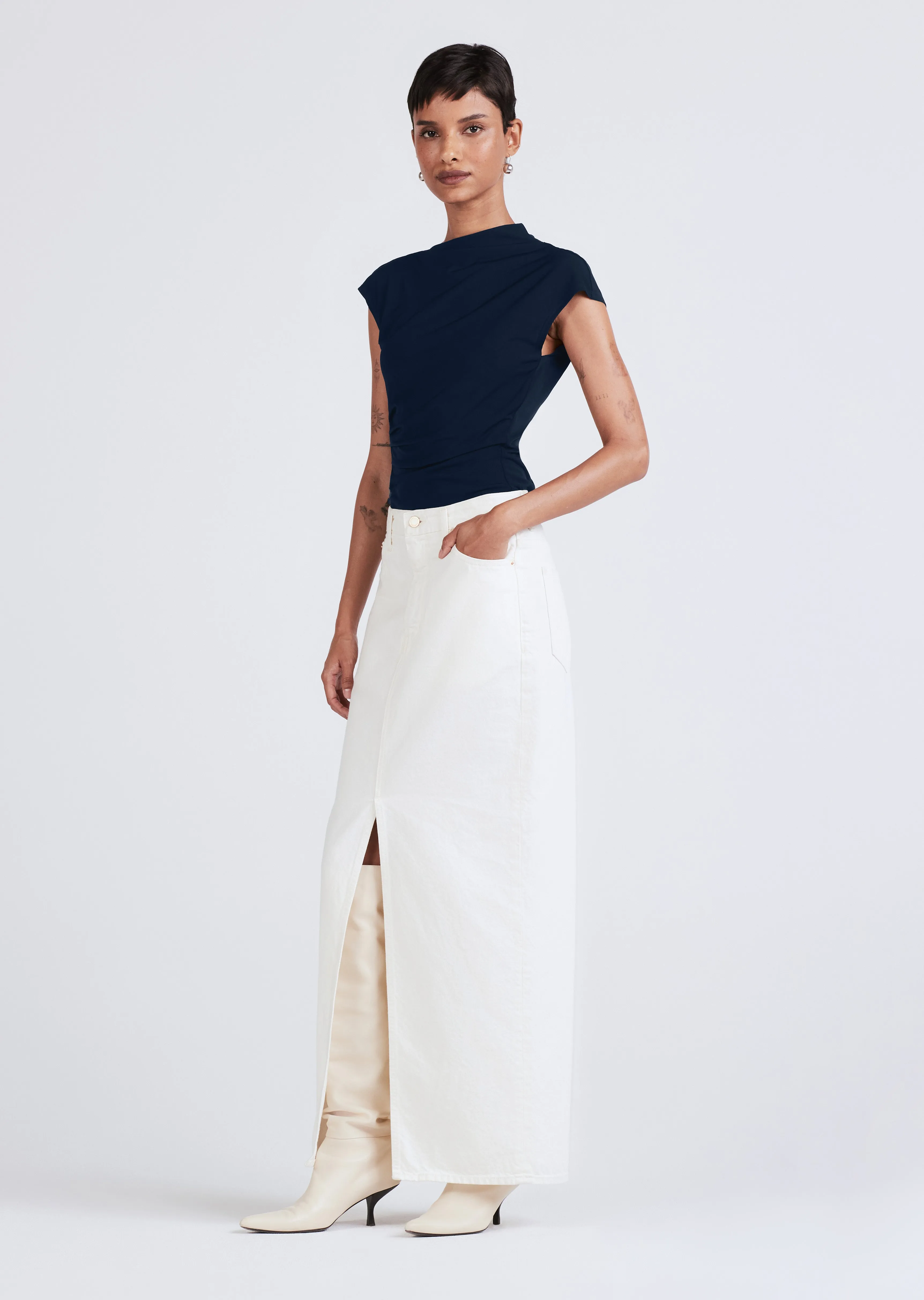 Lu High Rise Maxi Skirt - Ivory sold by Derek Lam product image thumbnail 2