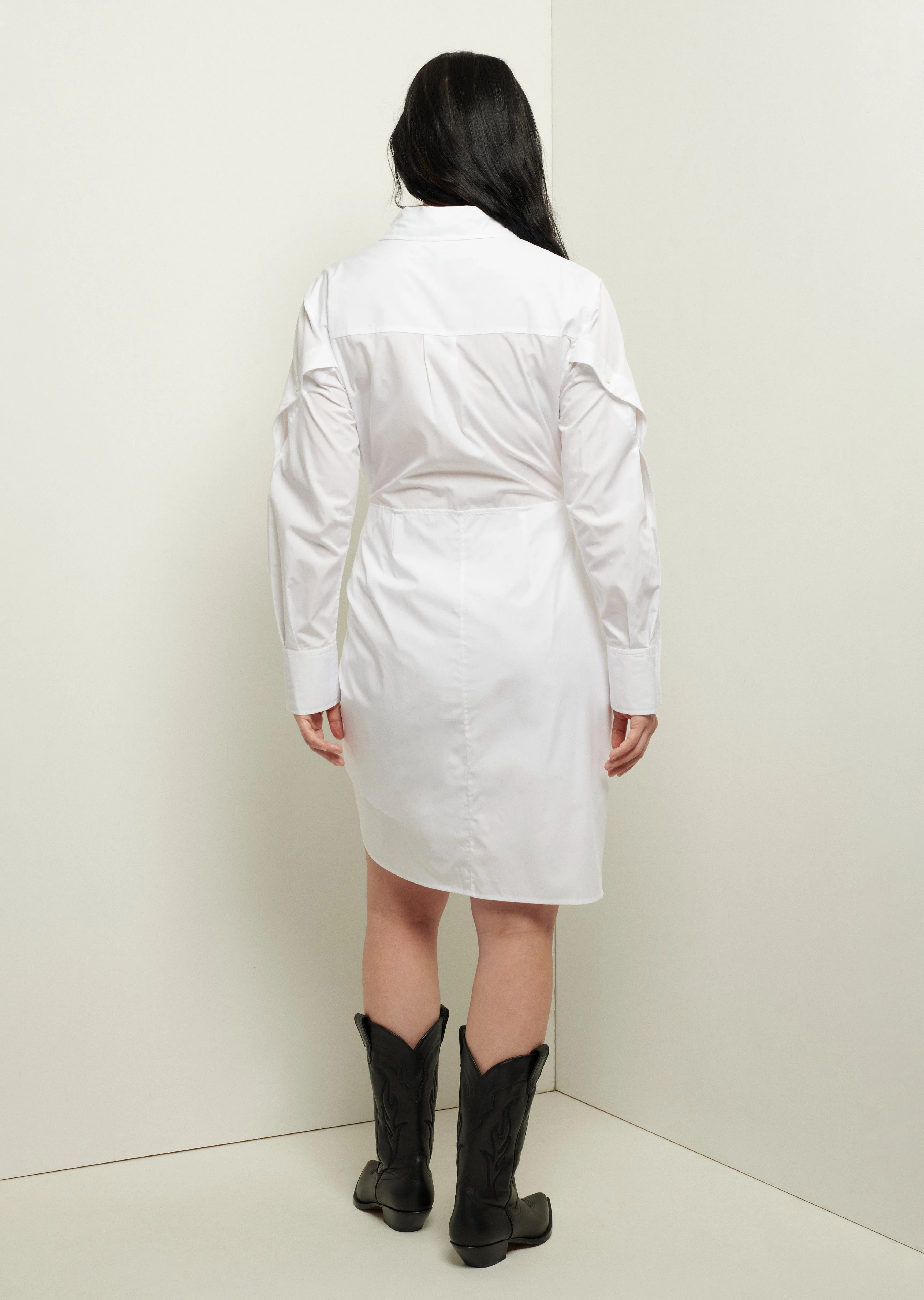 Charlotte Tie Waist Shirt Dress - White sold by Derek Lam product image thumbnail 4
