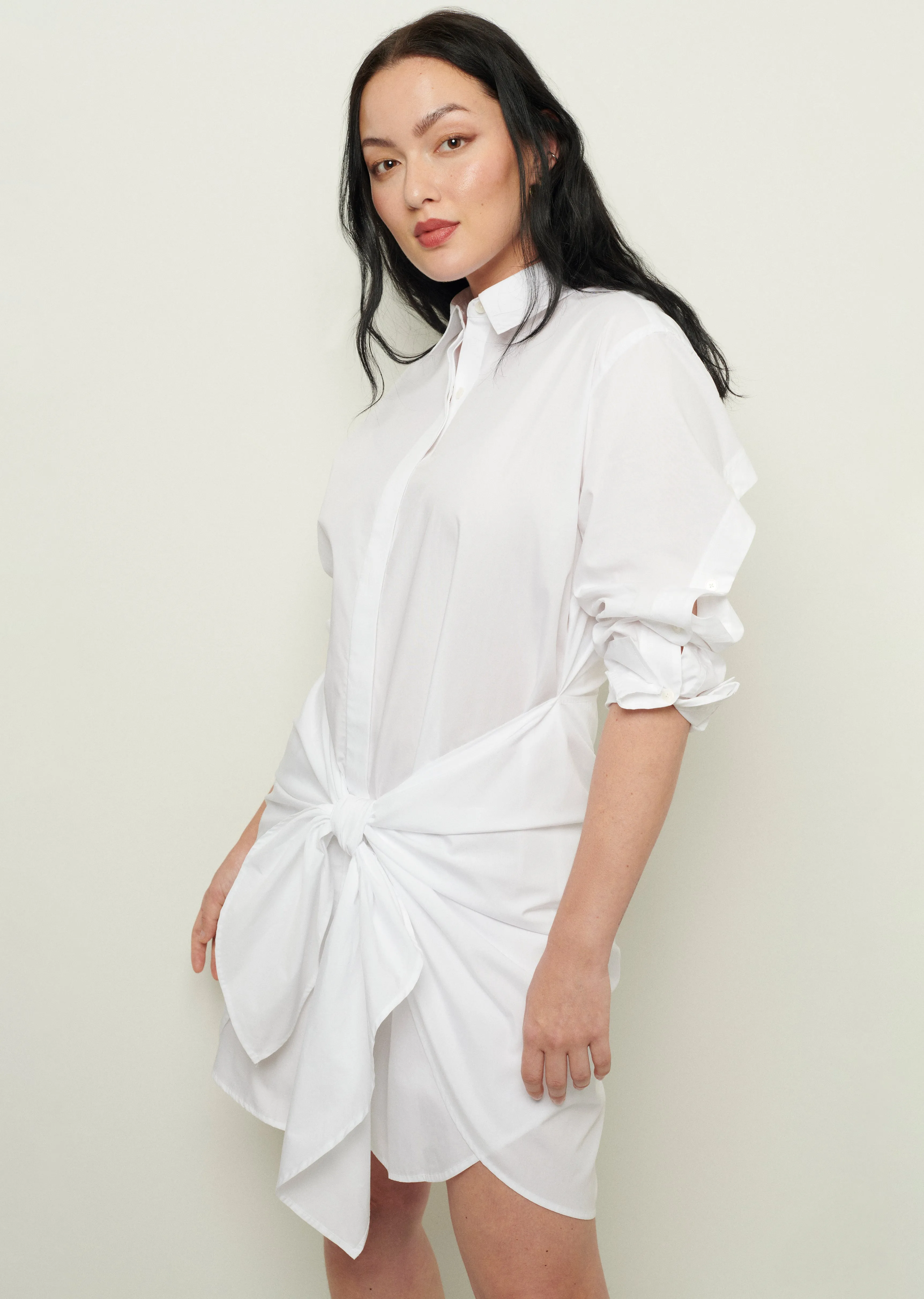 Charlotte Tie Waist Shirt Dress - White sold by Derek Lam product image thumbnail 5