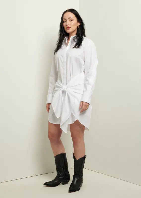 Charlotte Tie Waist Shirt Dress - White sold by Derek Lam