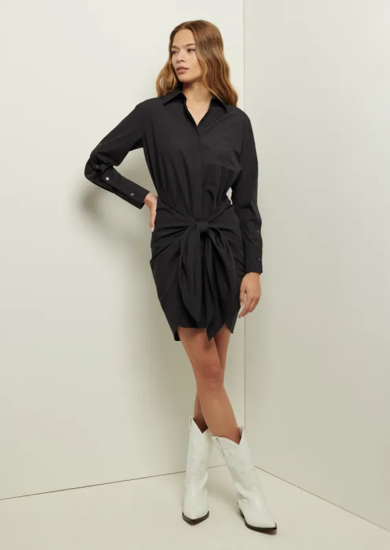 Charlotte Tie Waist Shirt Dress - Black sold by Derek Lam