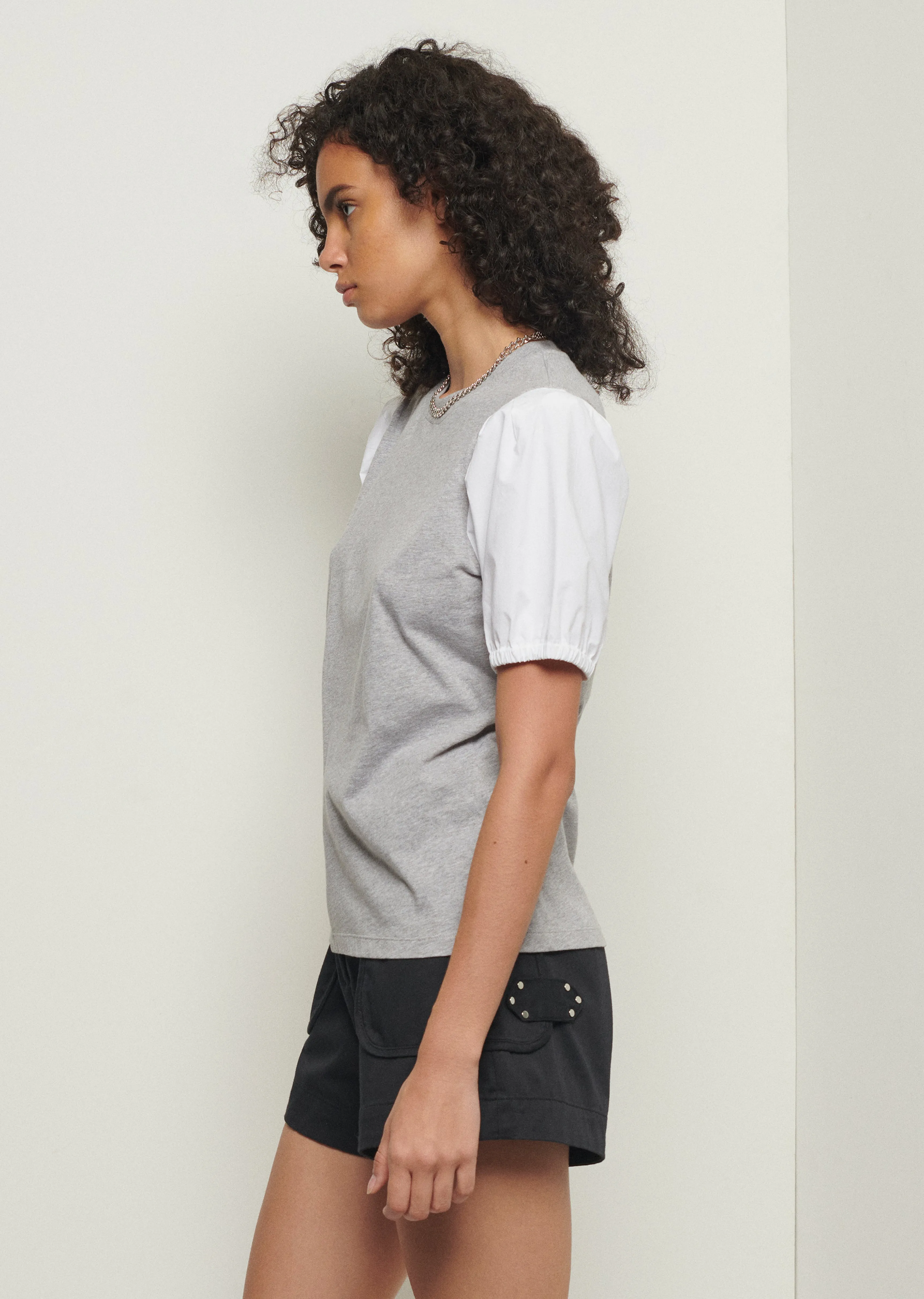Eva Puff Sleeve T-Shirt - Grey Melange sold by Derek Lam product image thumbnail 3