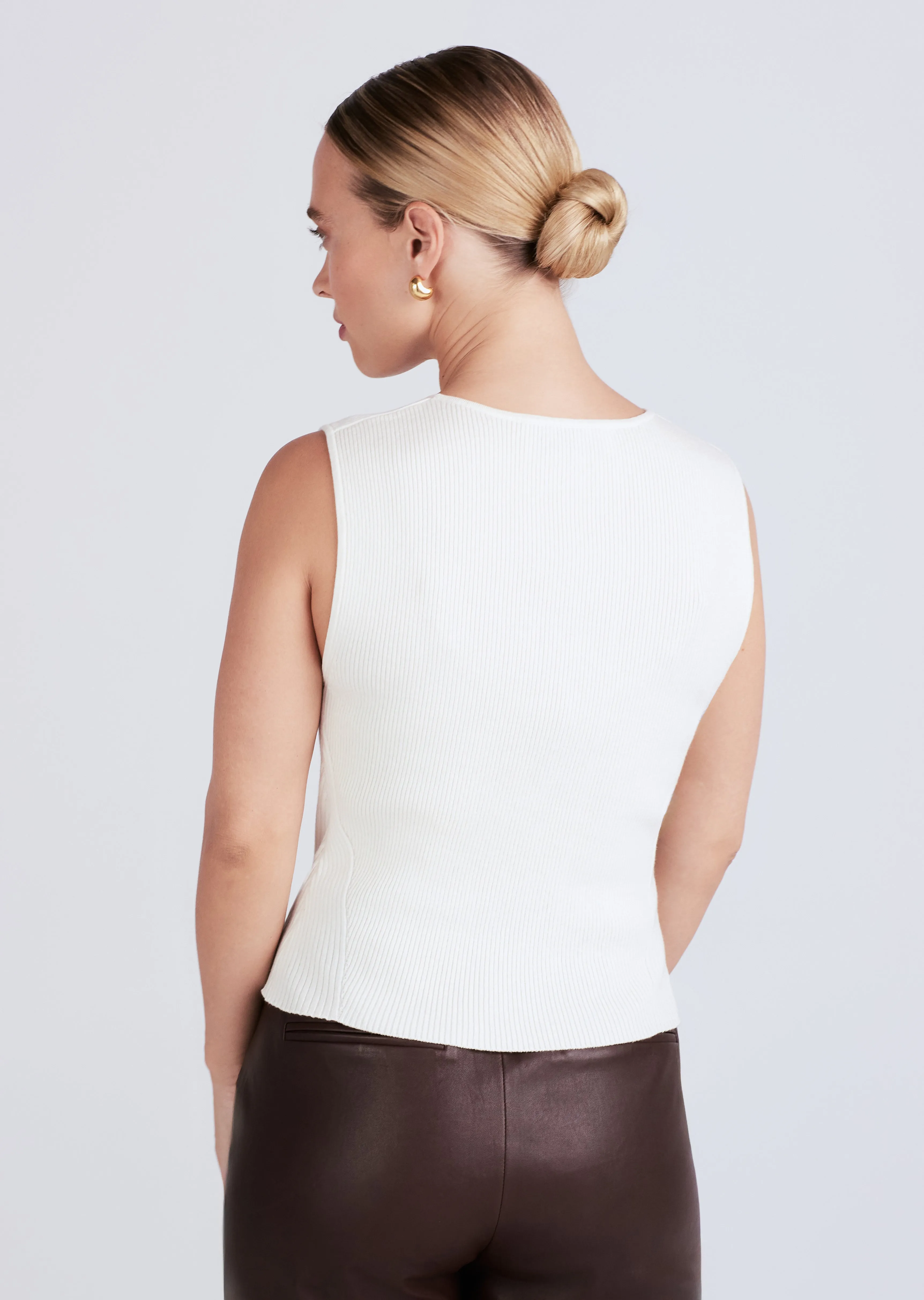 Ariana Muscle Ribbed Sweater Tank - Ivory sold by Derek Lam product image thumbnail 3
