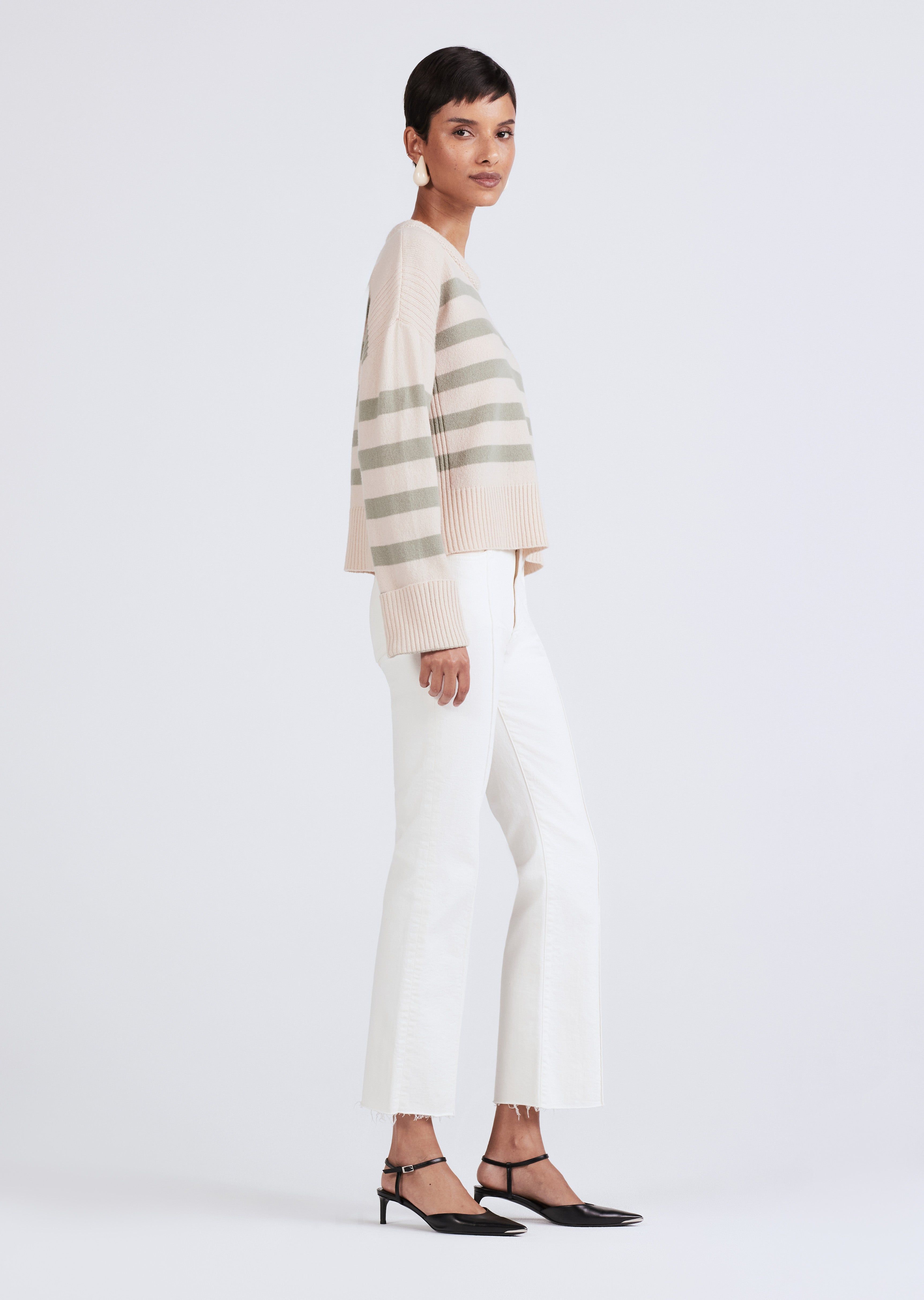 Farah Stripe Crewneck Sweater - Buttermilk-Sage sold by Derek Lam product image thumbnail 2