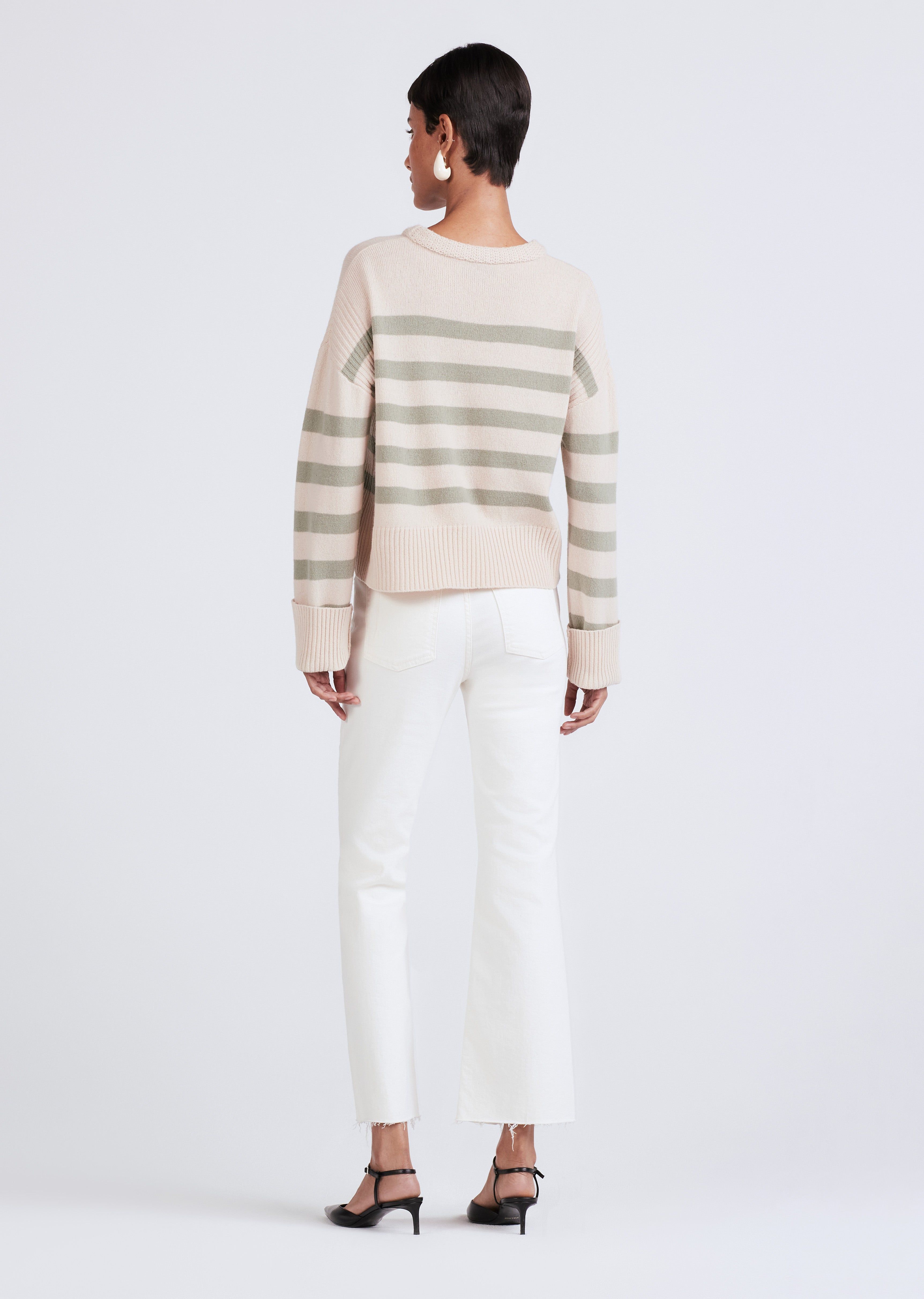 Farah Stripe Crewneck Sweater - Buttermilk-Sage sold by Derek Lam product image thumbnail 4