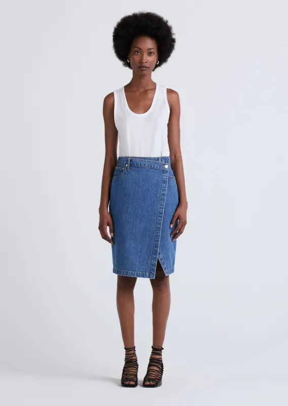 Aine Asymmetrical Denim Skirt - Canal sold by Derek Lam