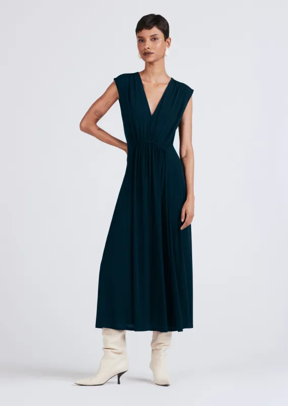 Lea Sleeveless Front Midi Dress - Midnight sold by Derek Lam