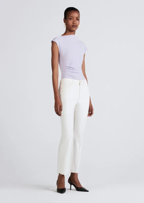 Crosby High Rise Crop Flare w/ Pintuck - Ivory sold by Derek Lam