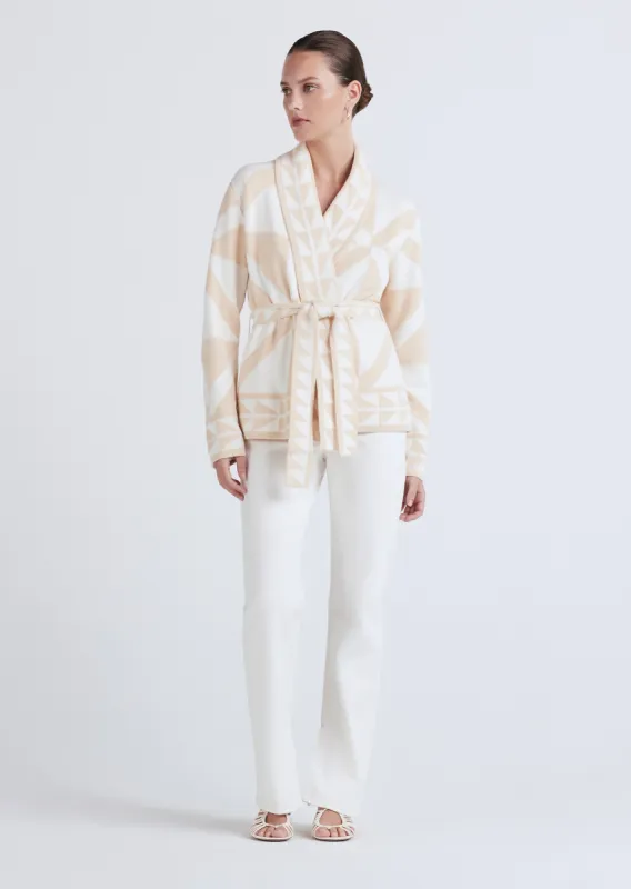 Elowen Shawl Collar Cardigan - Ecru-Ivory sold by Derek Lam