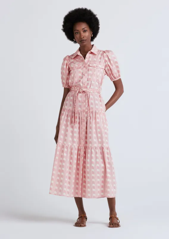 Daphne Puff Sleeve Shirt Dress - Pink Multi sold by Derek Lam