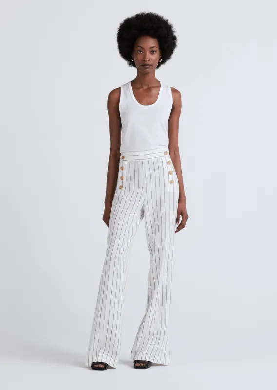 Massimo Wide Leg Sailor Pants - Ivory-Midnight made by Derek Lam