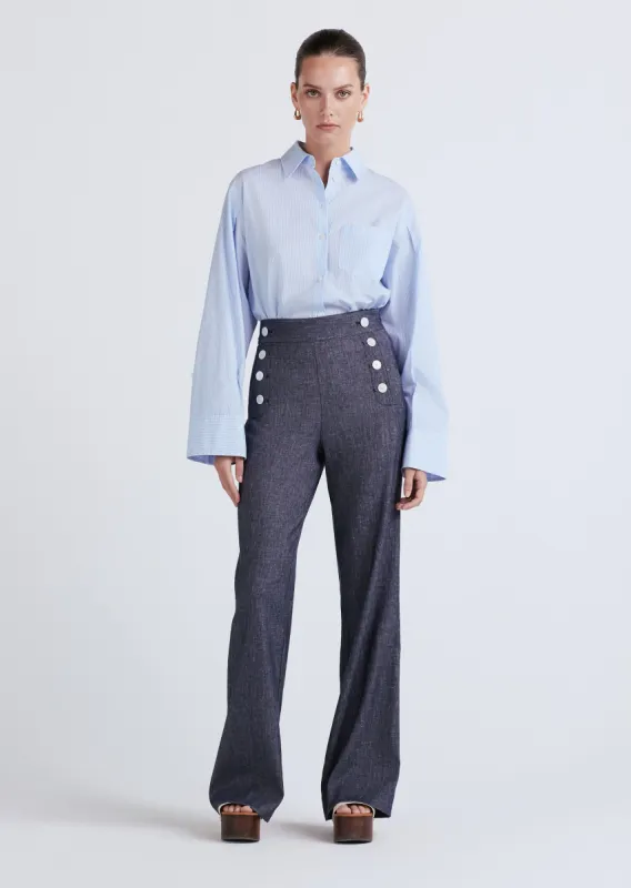 Massimo Wide Leg Sailor Pants - Indigo sold by Derek Lam