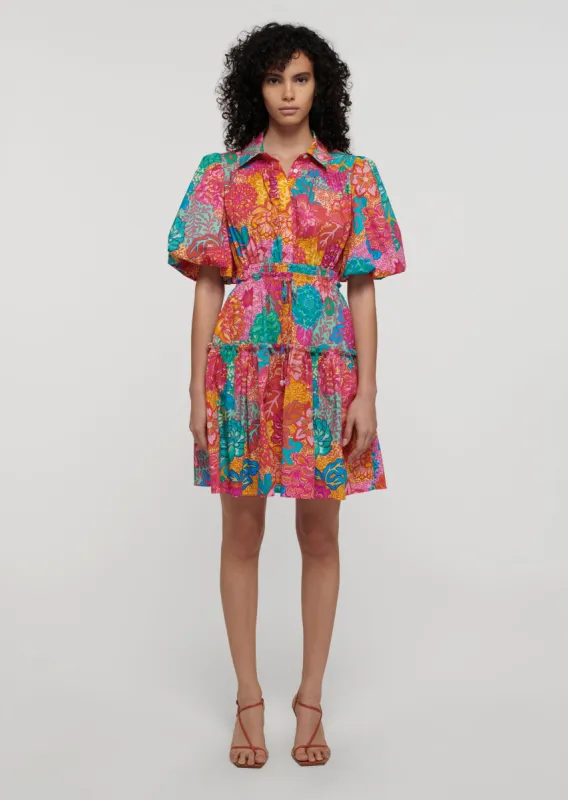 Doha Balloon Sleeve Shirt Dress - Pink Multi sold by Derek Lam