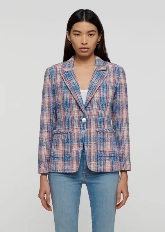 Assila Single Breasted Braid Trim Jacket - Blue Multi sold by Derek Lam
