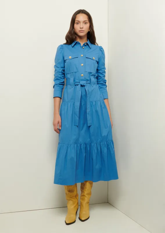 Donna Long Sleeve Utility Shirt Dress - Light Blue sold by Derek Lam