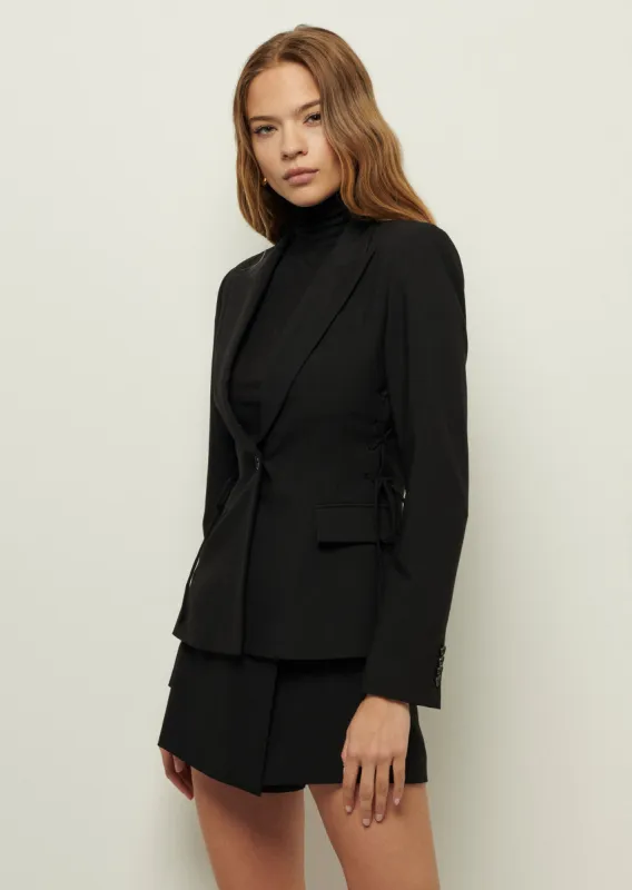 Rhonda Single Breasted Lace Up Jacket - Black sold by Derek Lam