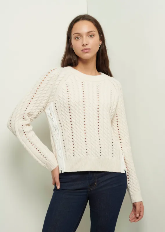 Aitana Lace Up Crewneck Sweater - Ivory made by Derek Lam