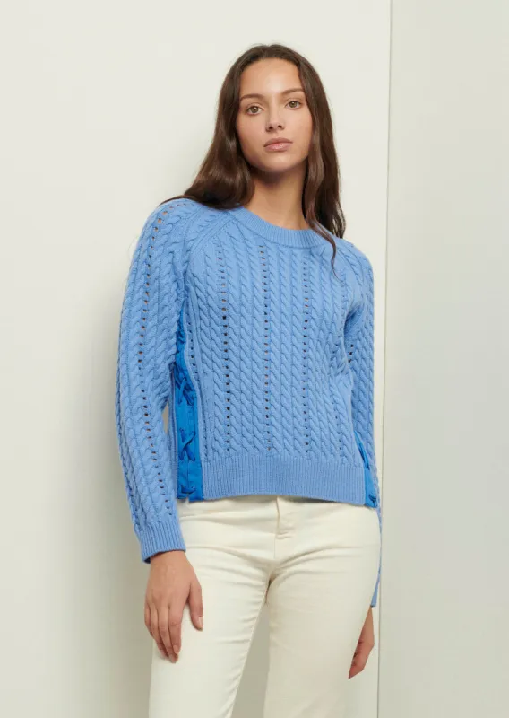 Aitana Lace Up Crewneck Sweater - Baby Cobalt made by Derek Lam