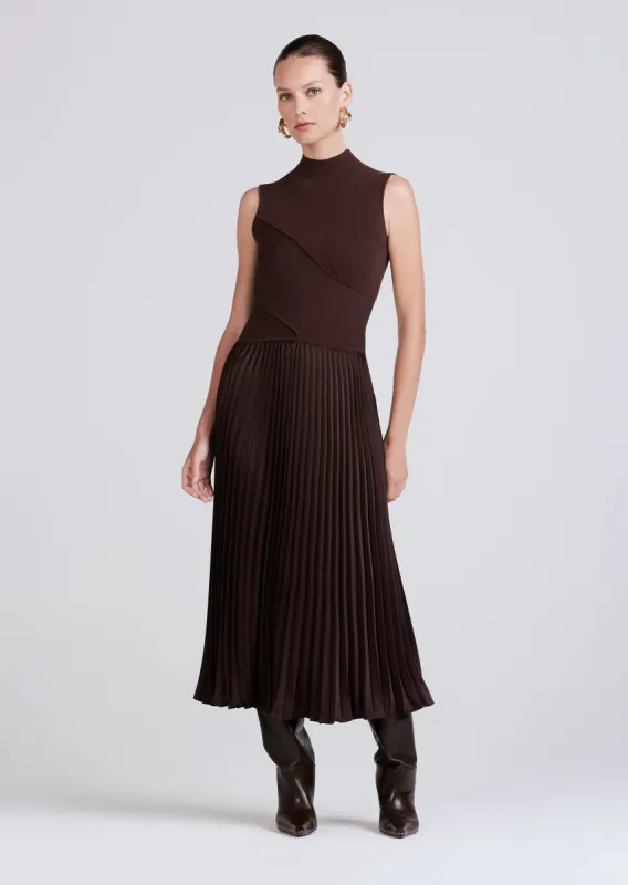 Maizie Mock Neck Sleeveless Dress - Chocolate sold by Derek Lam