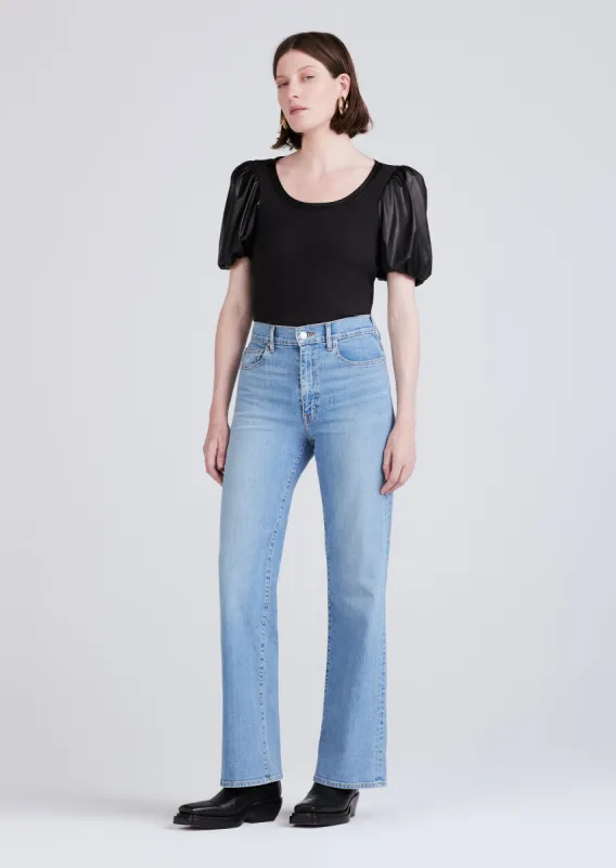Willa Contrast Balloon Sleeve Top - Black sold by Derek Lam