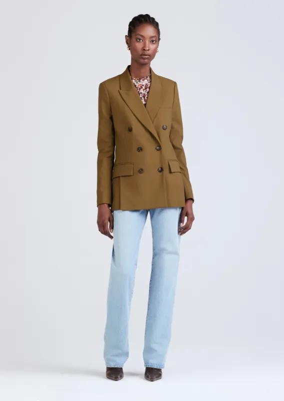 Sandra Double Breasted Slit Blazer - Moss sold by Derek Lam