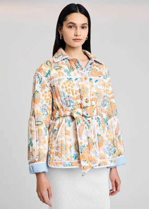 Pia Reversible Quilted Jacket - Tangerine Multi made by Derek Lam