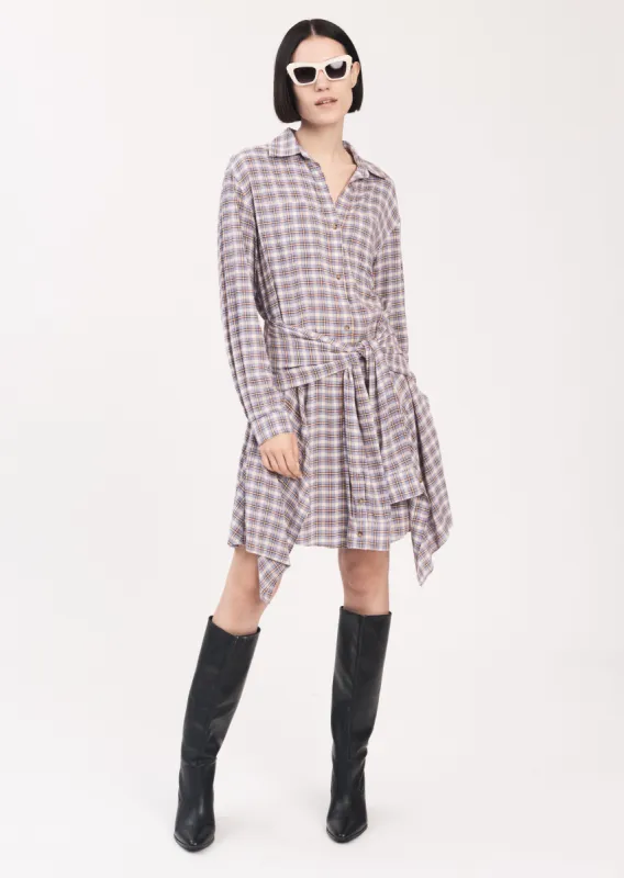 Impala Tie Waist Shirt Dress - Lilac Multi sold by Derek Lam