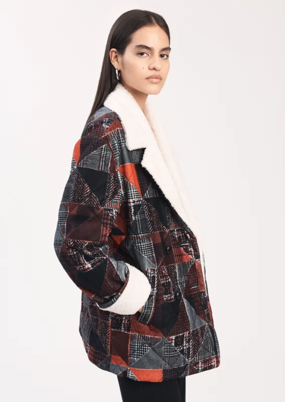 Hayden Quilted Coat - Red Multi made by Derek Lam