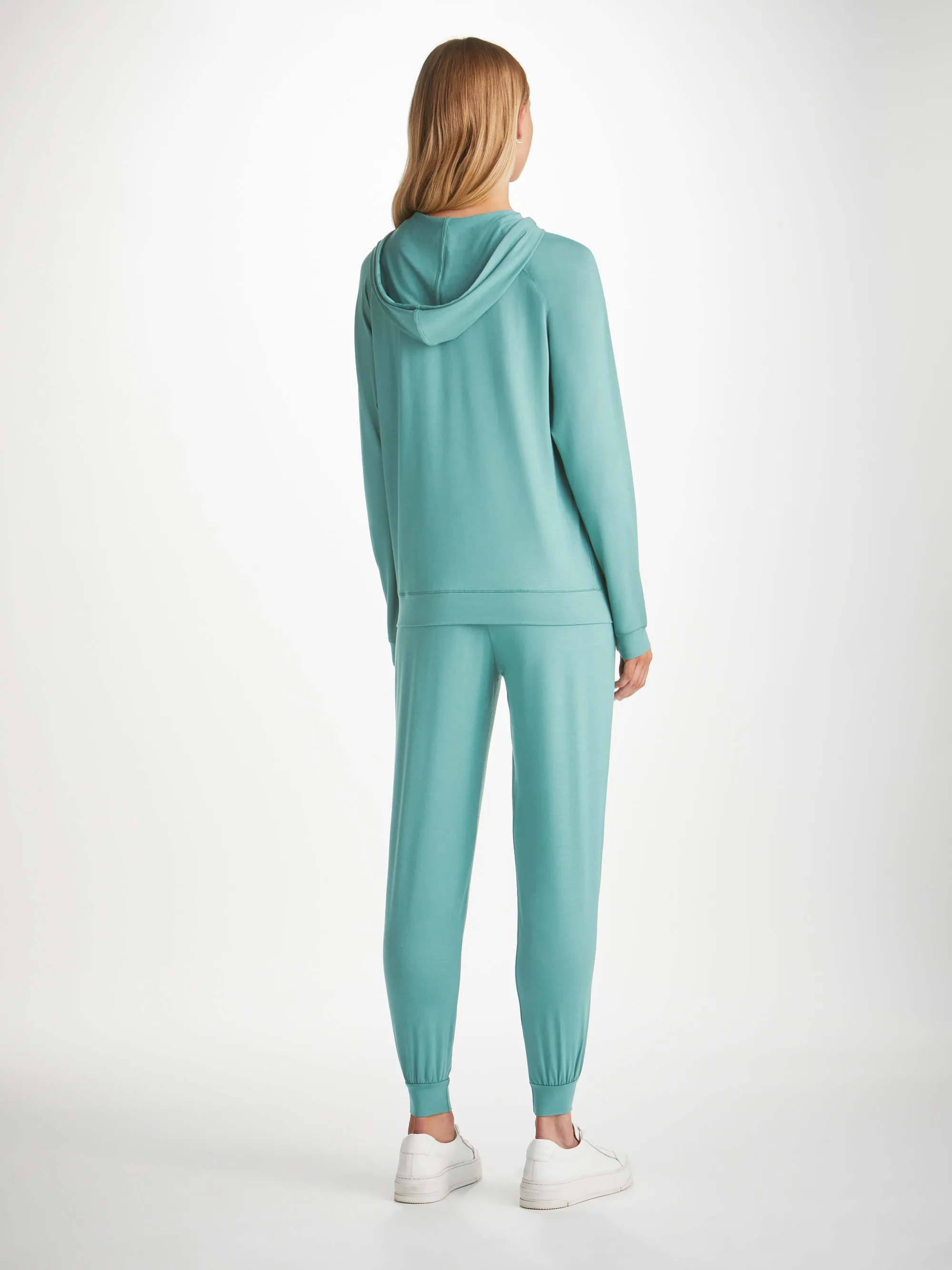 Women's Pullover Hoodie Basel Micro Modal Stretch Teal sold by Derek Rose product image thumbnail 4
