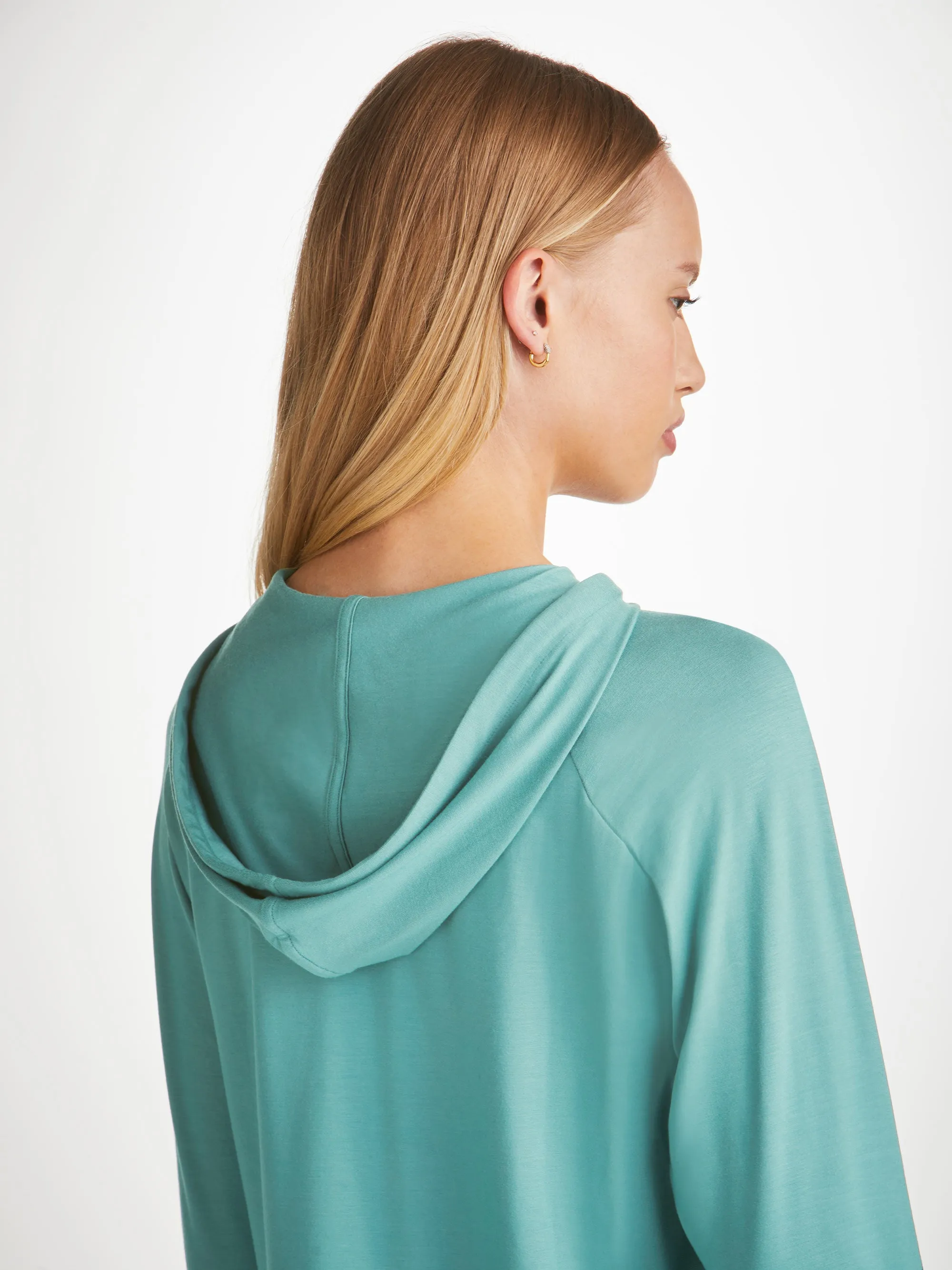 Women's Pullover Hoodie Basel Micro Modal Stretch Teal sold by Derek Rose product image thumbnail 5
