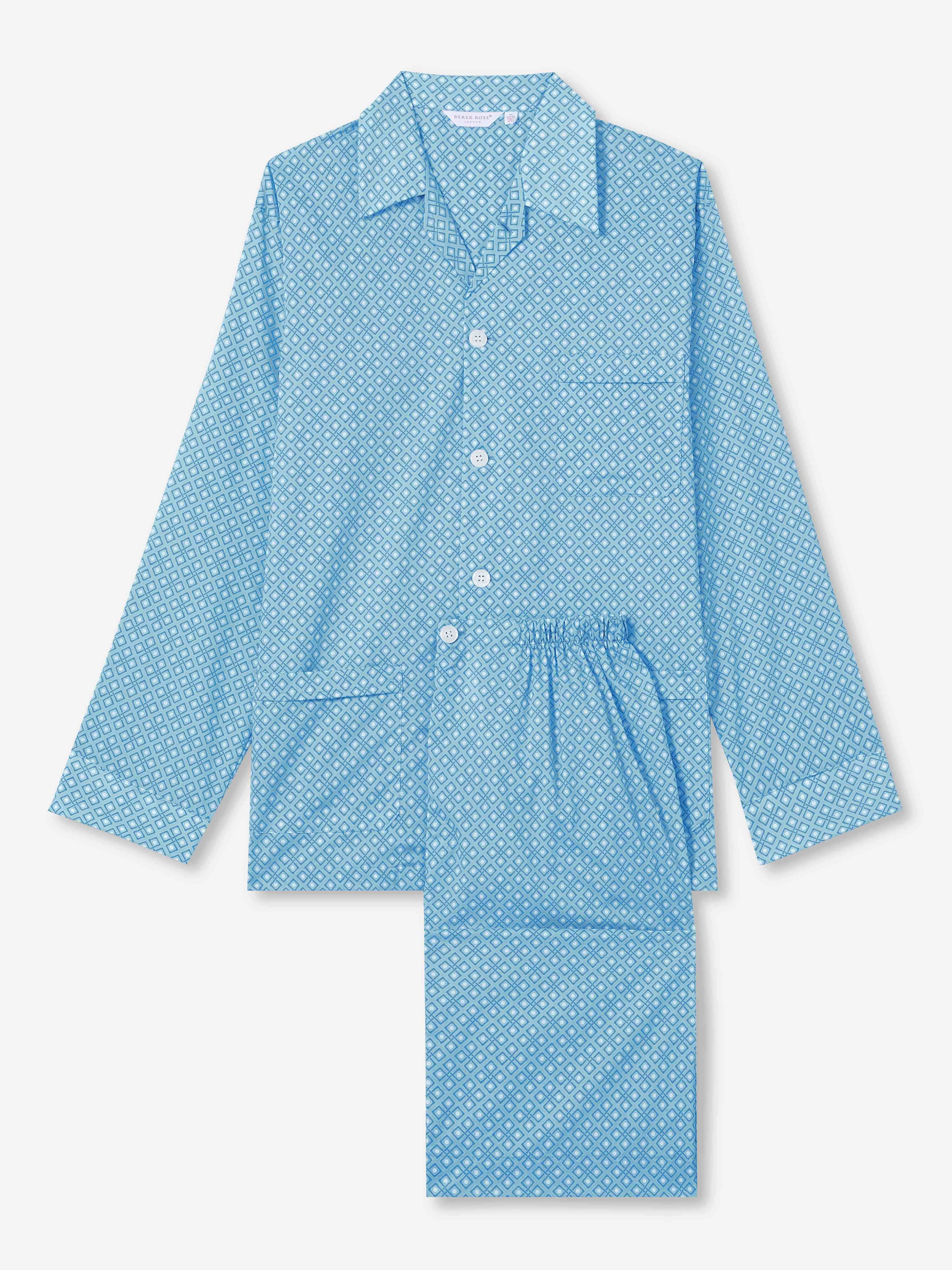 Men's Classic Fit Pyjamas Ledbury 56 Cotton Batiste Blue sold by Derek Rose product image thumbnail 2