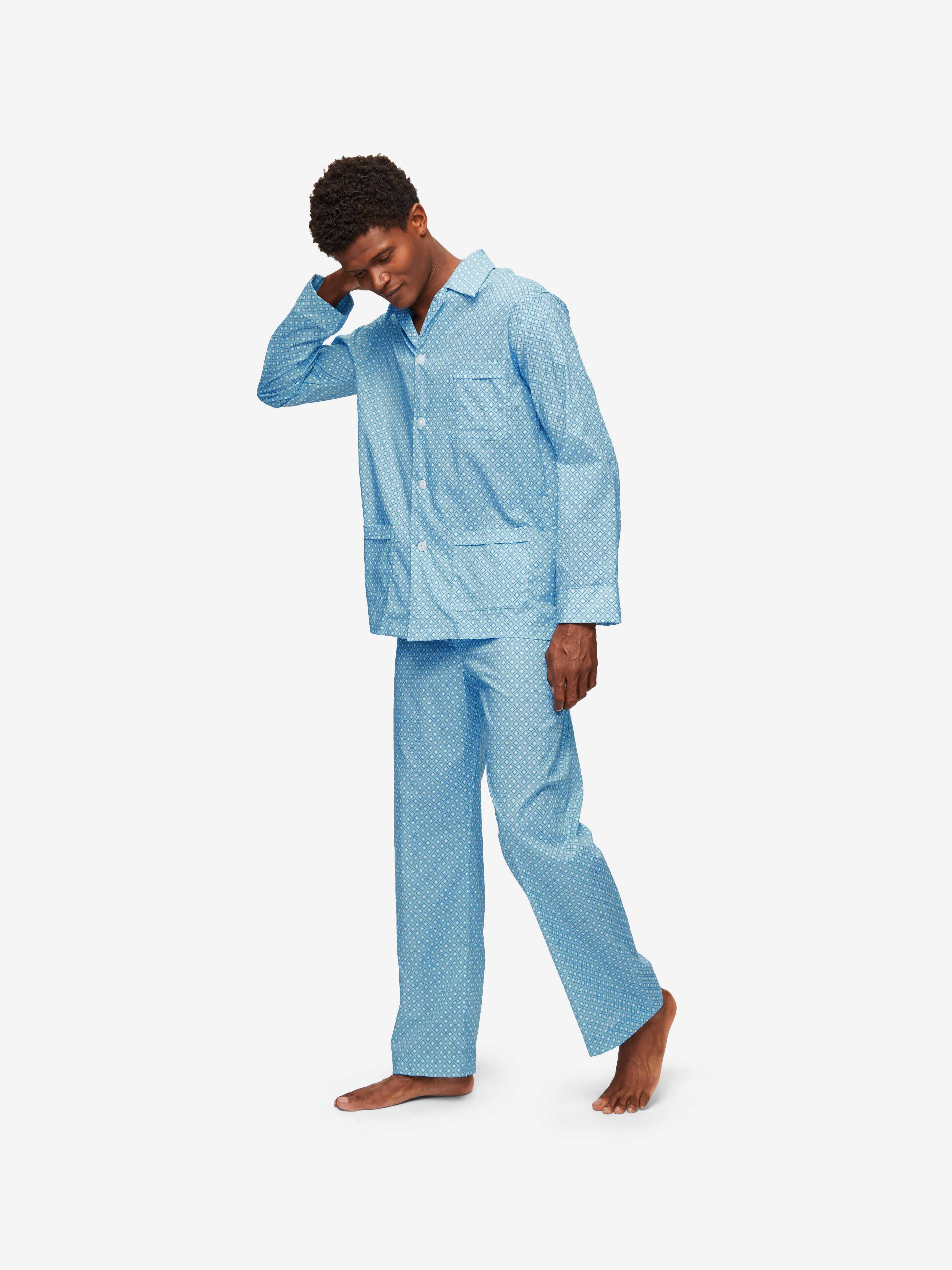 Men's Classic Fit Pyjamas Ledbury 56 Cotton Batiste Blue sold by Derek Rose product image thumbnail 3
