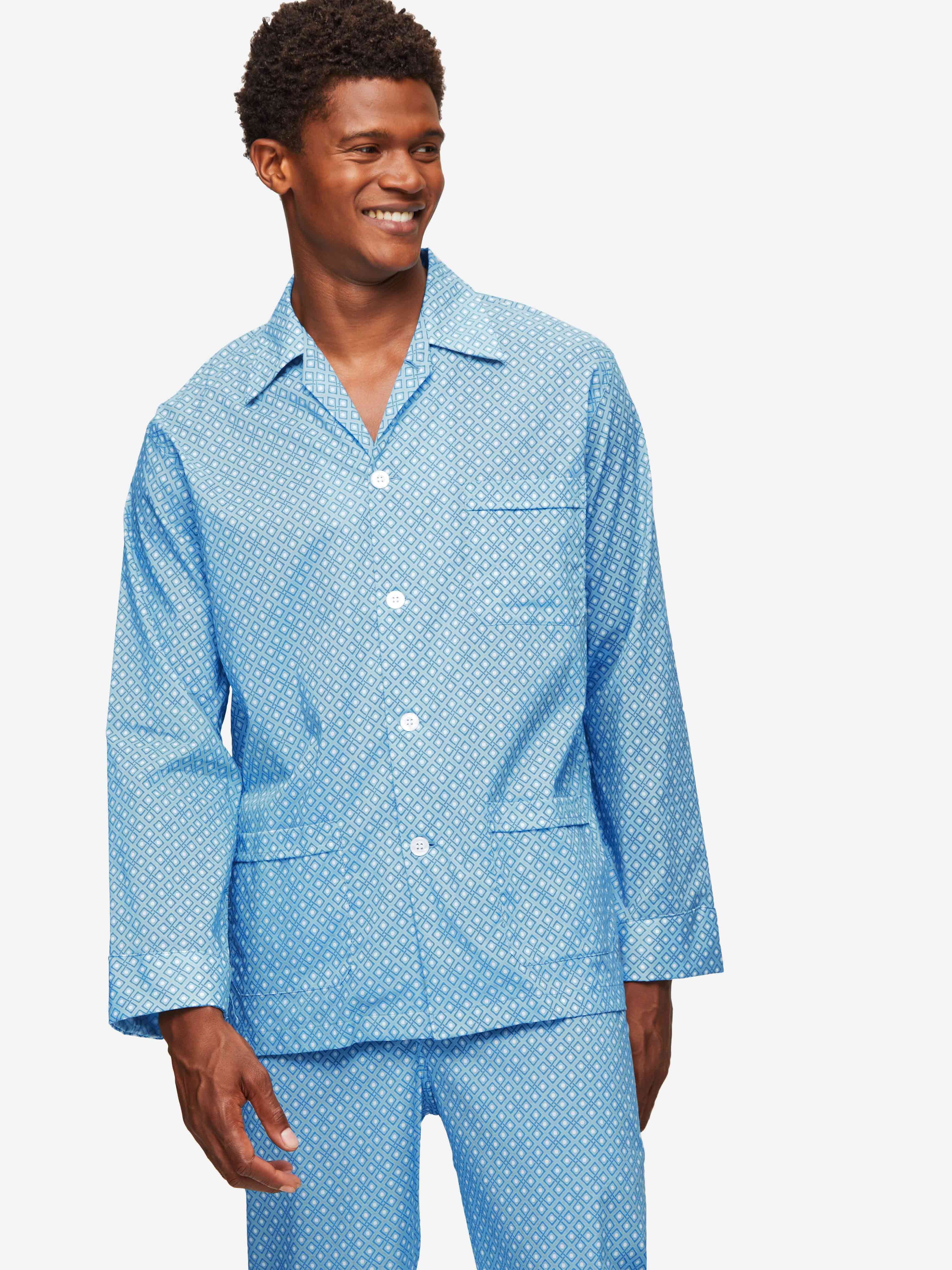 Men's Classic Fit Pyjamas Ledbury 56 Cotton Batiste Blue sold by Derek Rose