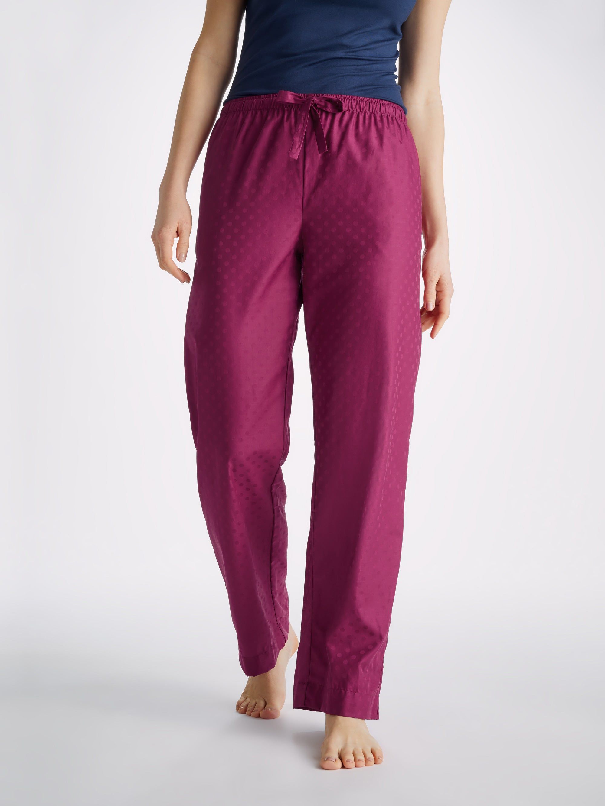 Women's Lounge Trousers Kate 7 Cotton Jacquard Berry sold by Derek Rose product image thumbnail 5