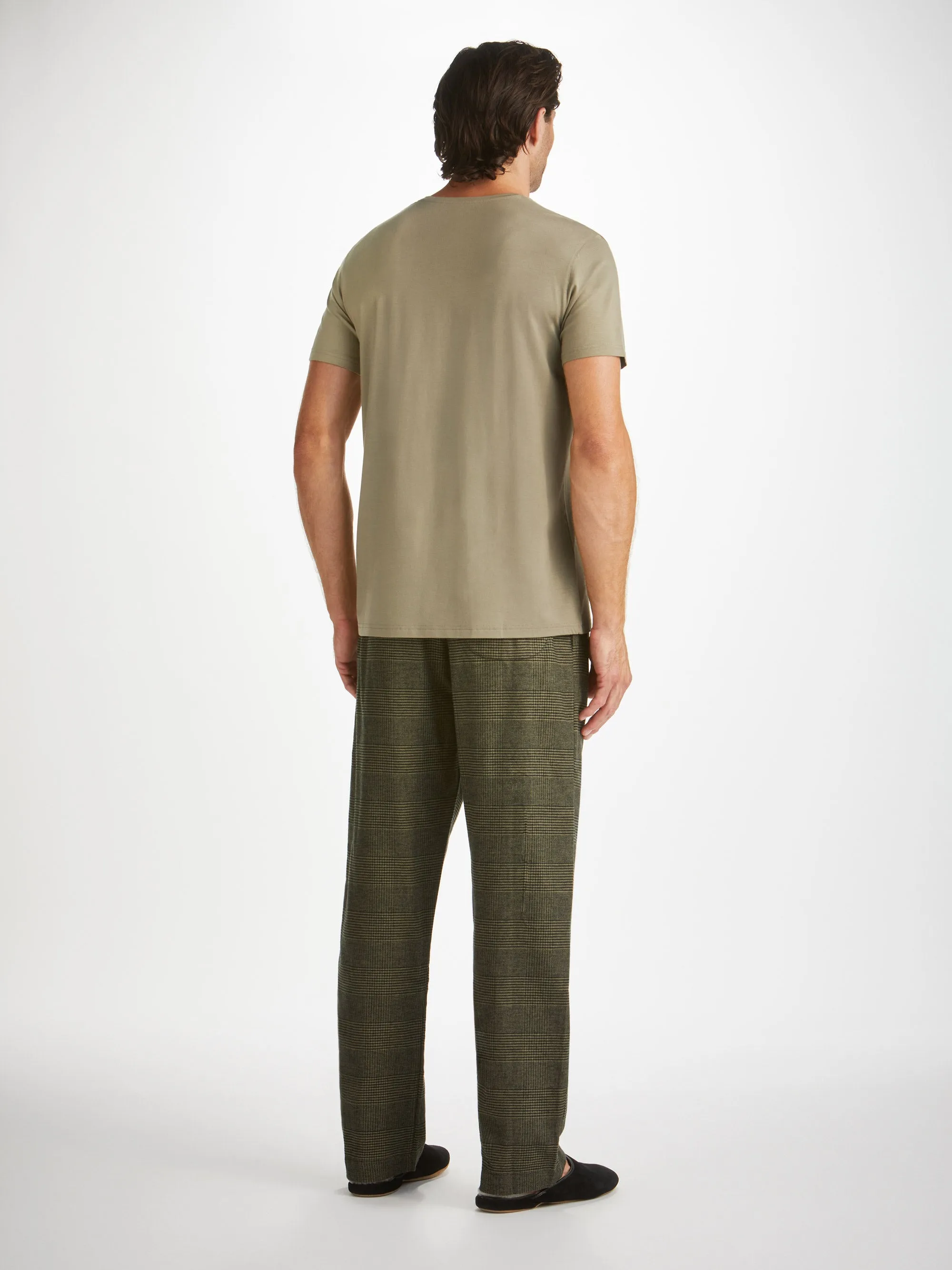 Men's V-Neck T-Shirt Basel Micro Modal Stretch Khaki sold by Derek Rose product image thumbnail 4