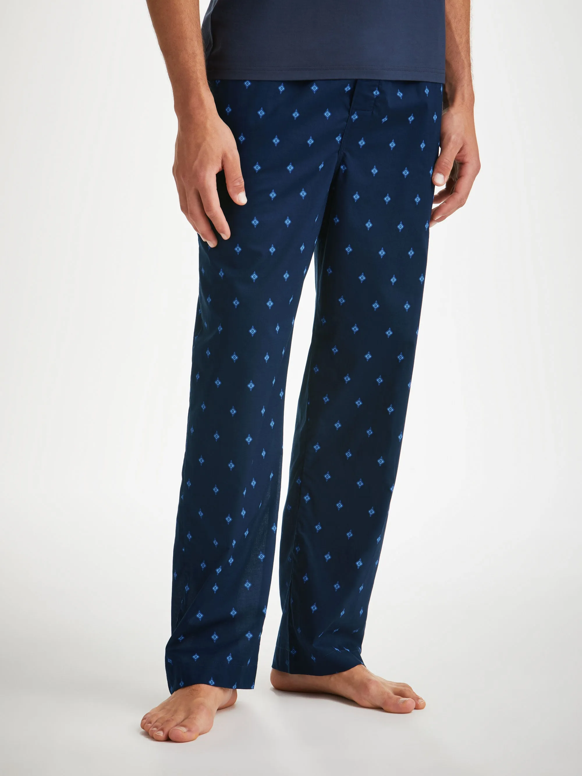 Men's Lounge Trousers Nelson 98 Cotton Batiste Navy sold by Derek Rose product image thumbnail 3