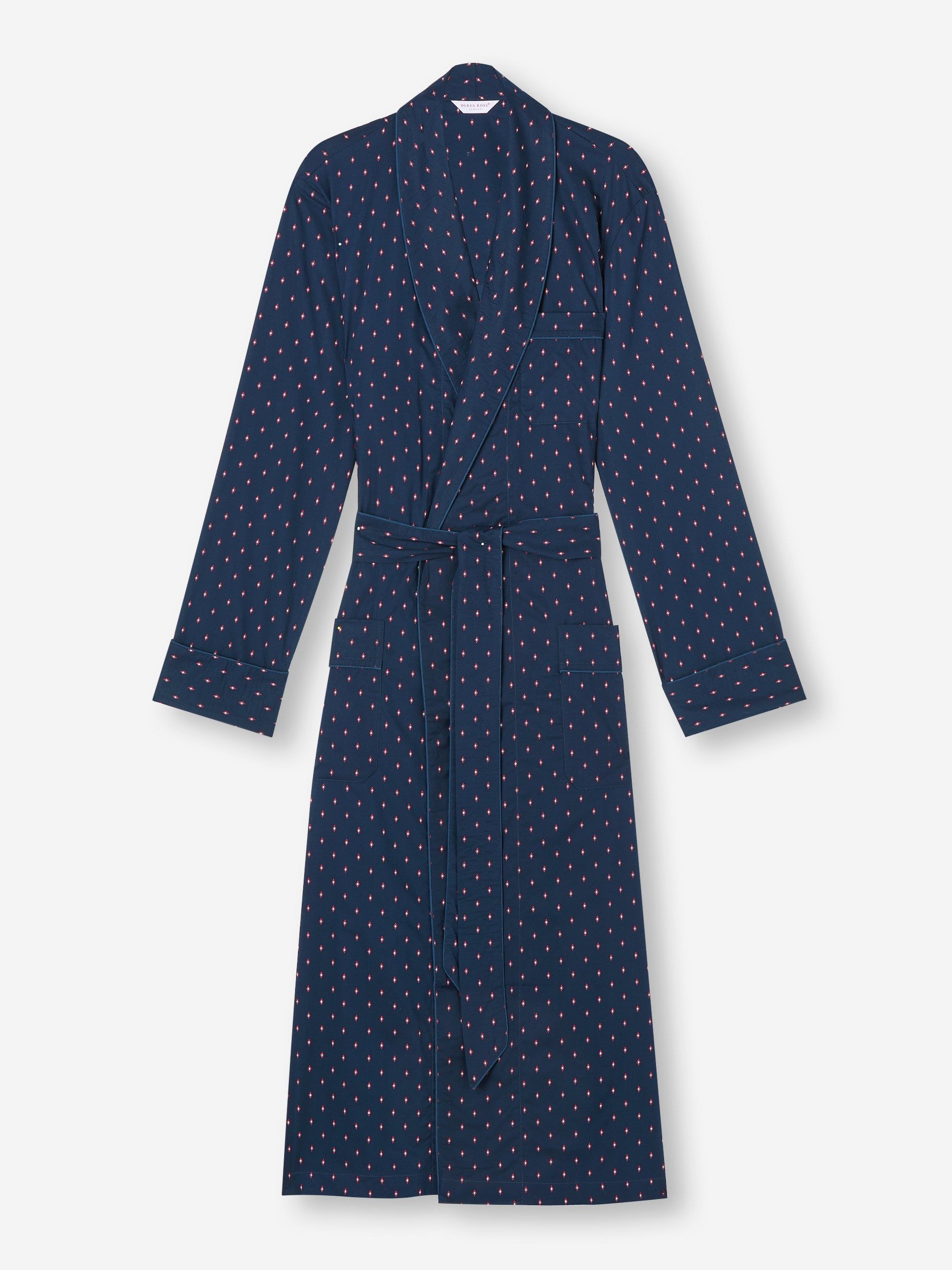 Men's Dressing Gown Nelson 96 Cotton Batiste Navy sold by Derek Rose product image thumbnail 2