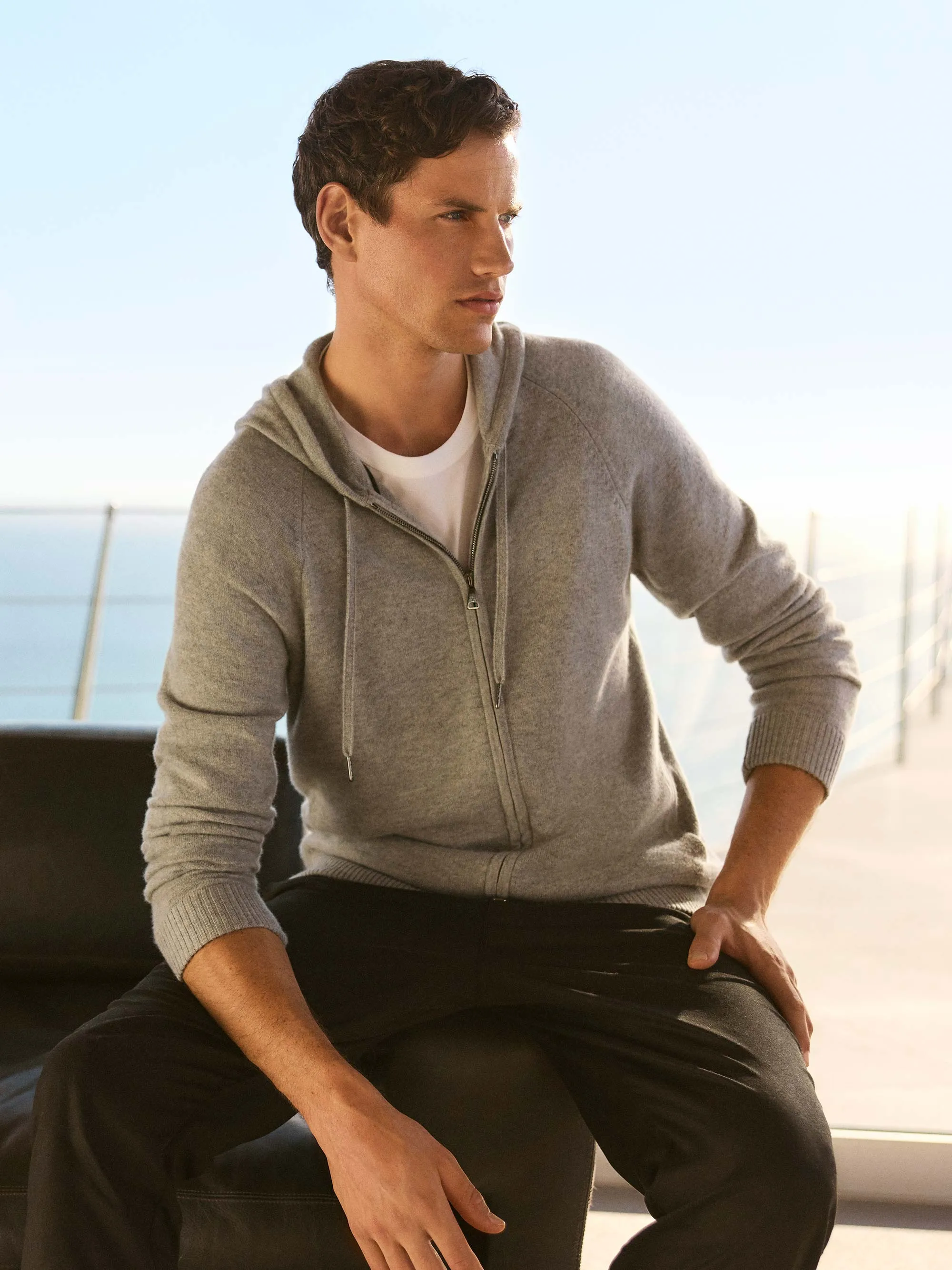Men's Hoodie Finley Cashmere Silver sold by Derek Rose
