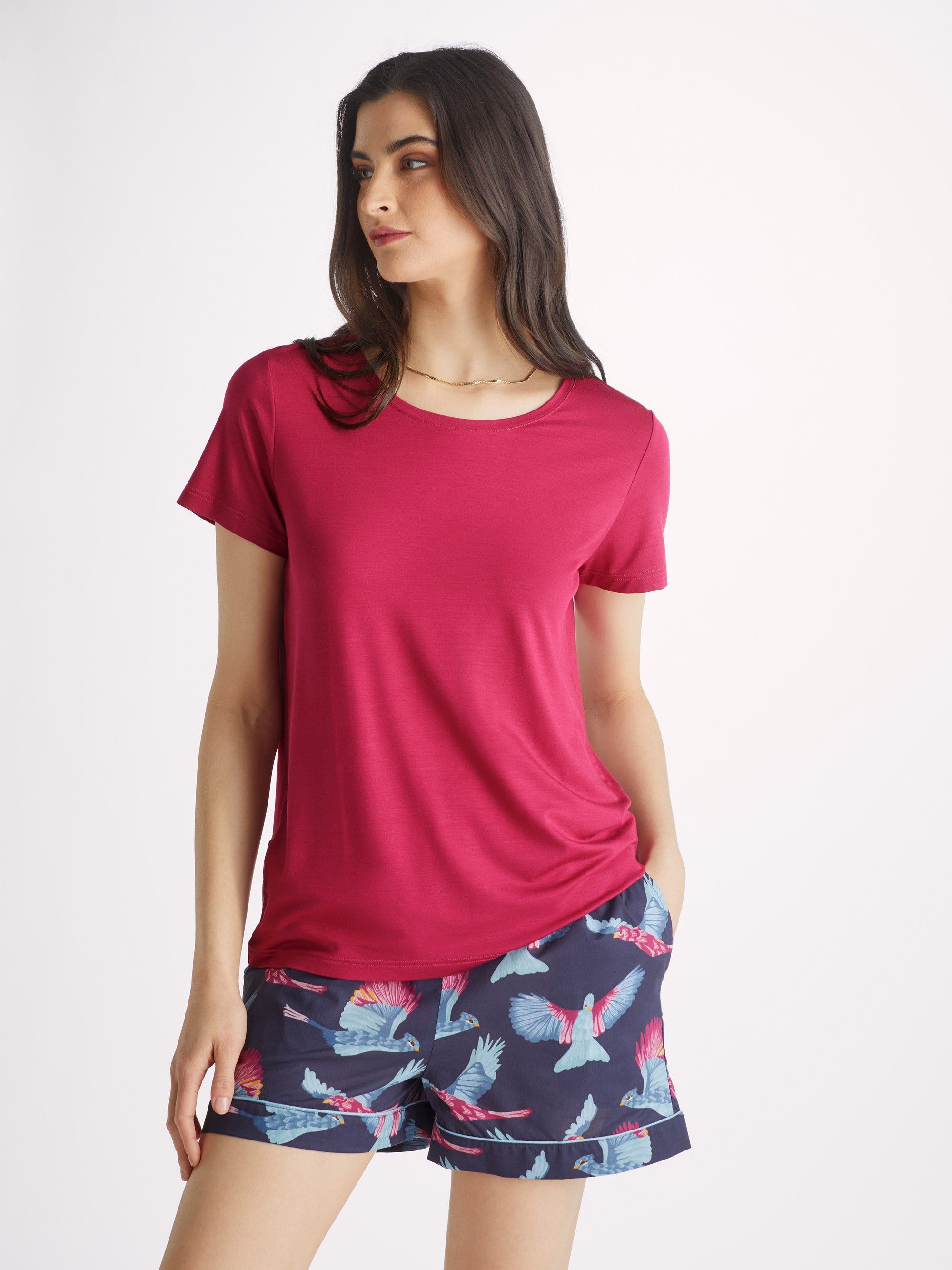 Women's T-Shirt Lara Micro Modal Stretch Berry sold by Derek Rose