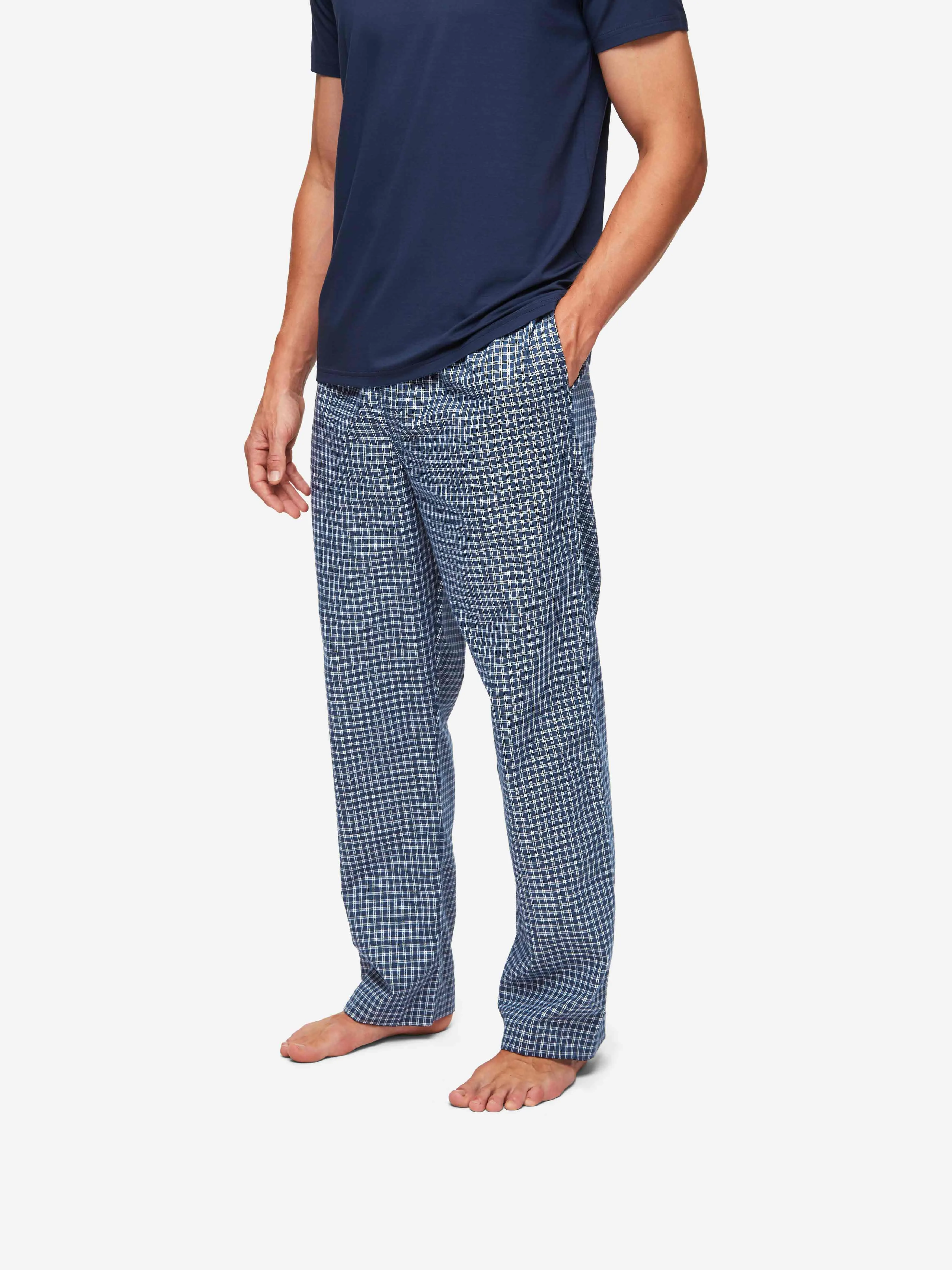 Men's Lounge Pants Braemar 32 Brushed Cotton Navy sold by Derek Rose