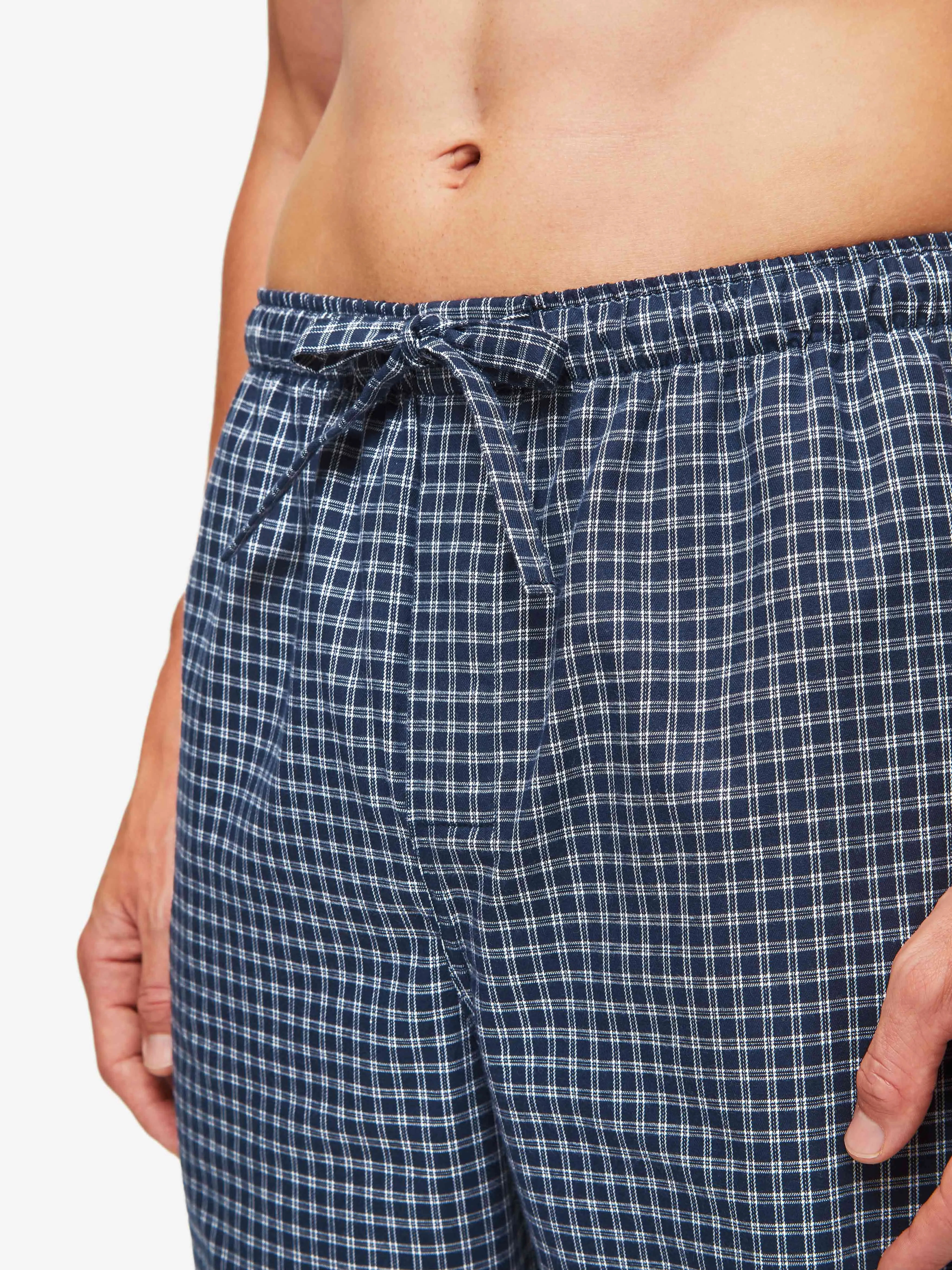 Men's Lounge Pants Braemar 32 Brushed Cotton Navy sold by Derek Rose product image thumbnail 3